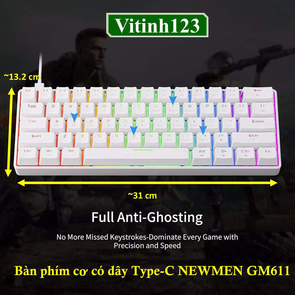 ban-phim-co-co-day-type-c-newmen-gm611--trang---red-switch