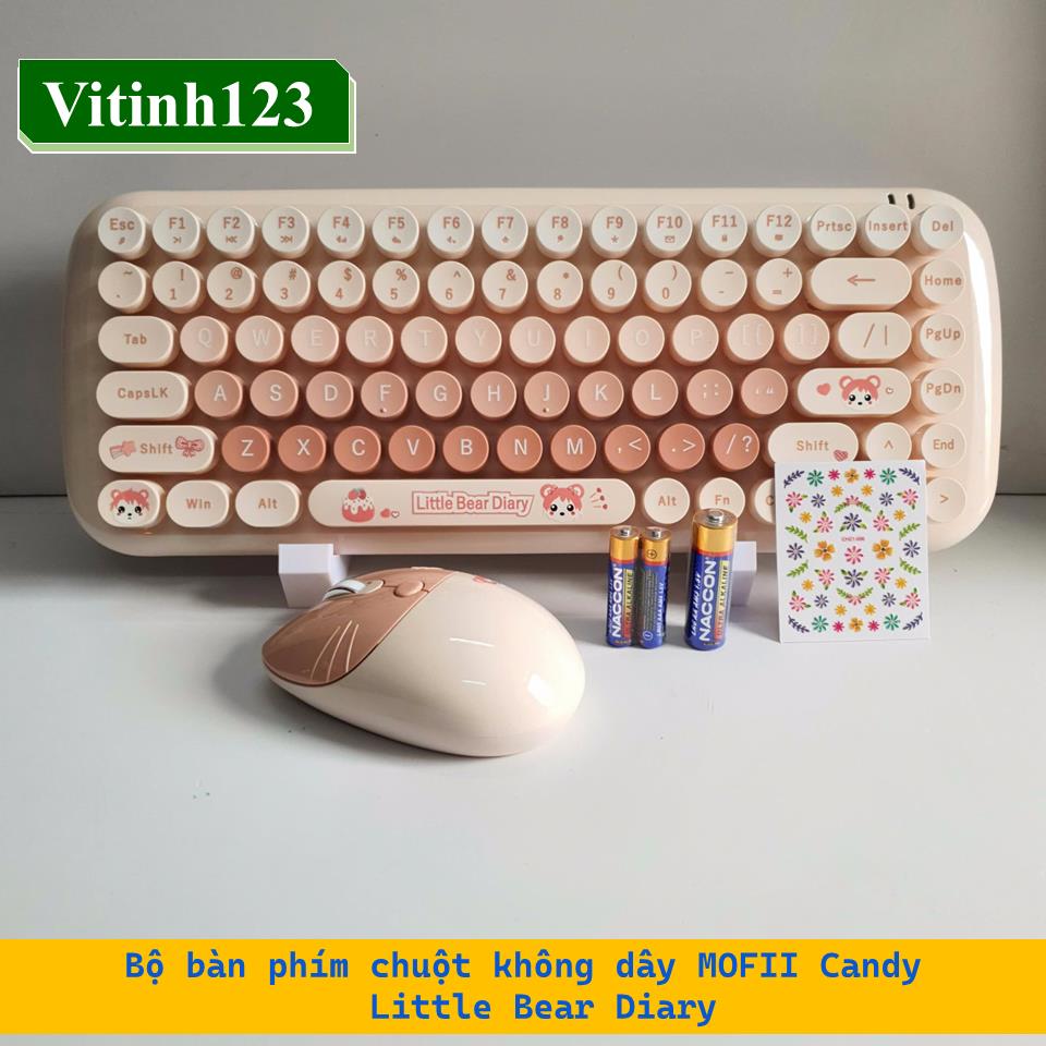 bo-ban-phim-chuot-khong-day-mofii-candy-little-bear-diary-(tra-sua)