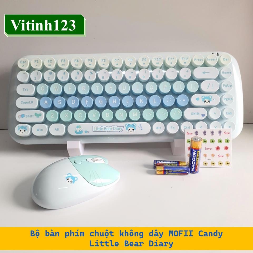 bo-ban-phim-chuot-khong-day-mofii-candy-little-bear-diary-(xanh)