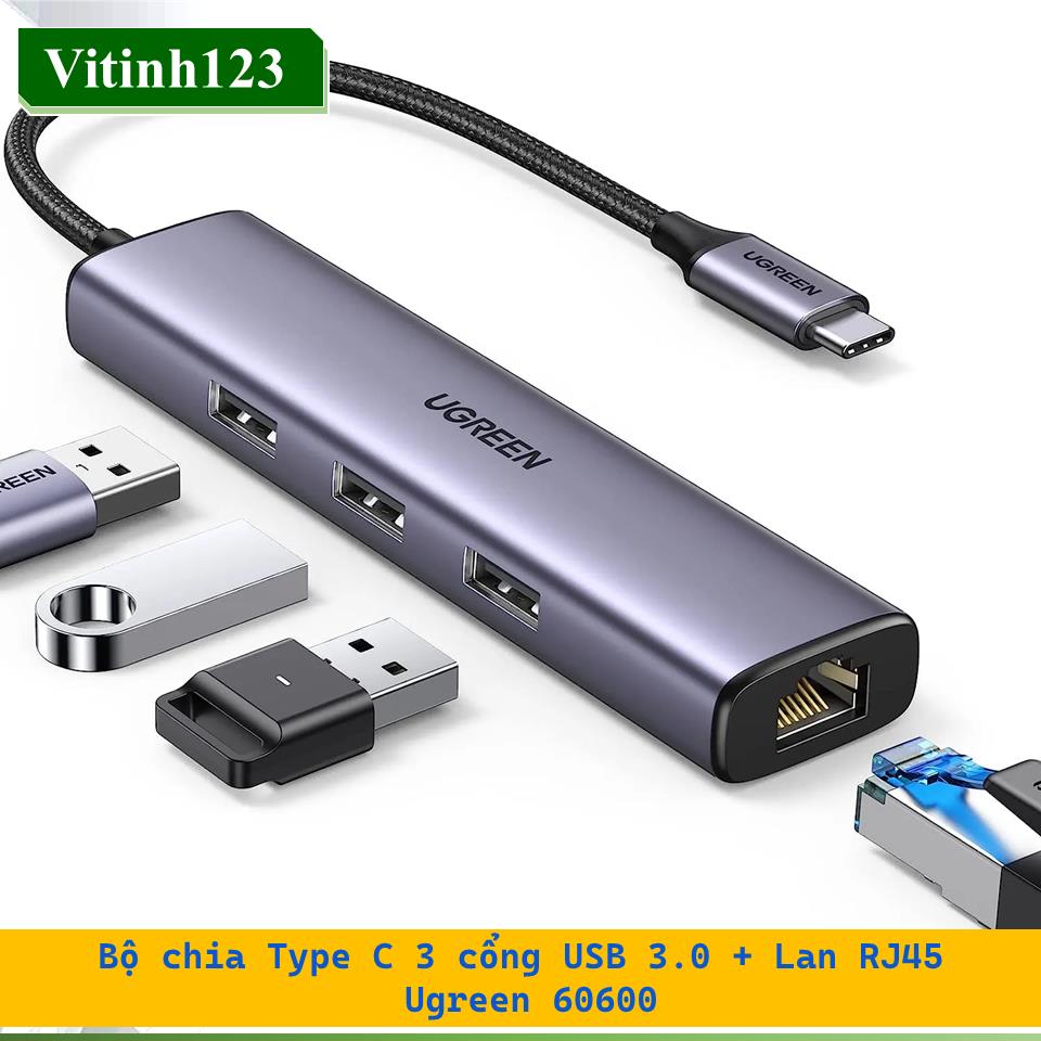 bo-chia-type-c-3-cong-usb-3.0-&-lan-rj45-ugreen-60600