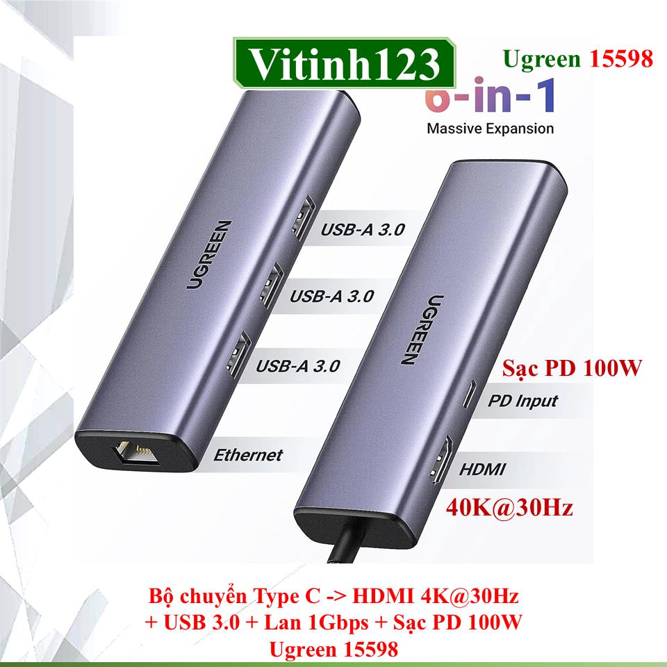 bo-chuyen-type-c-ra-hdmi-4k@30hz,-3-cong-usb-3.0,-1-cong-lan,-1-cong-sac-pd-100w-ugreen-15598