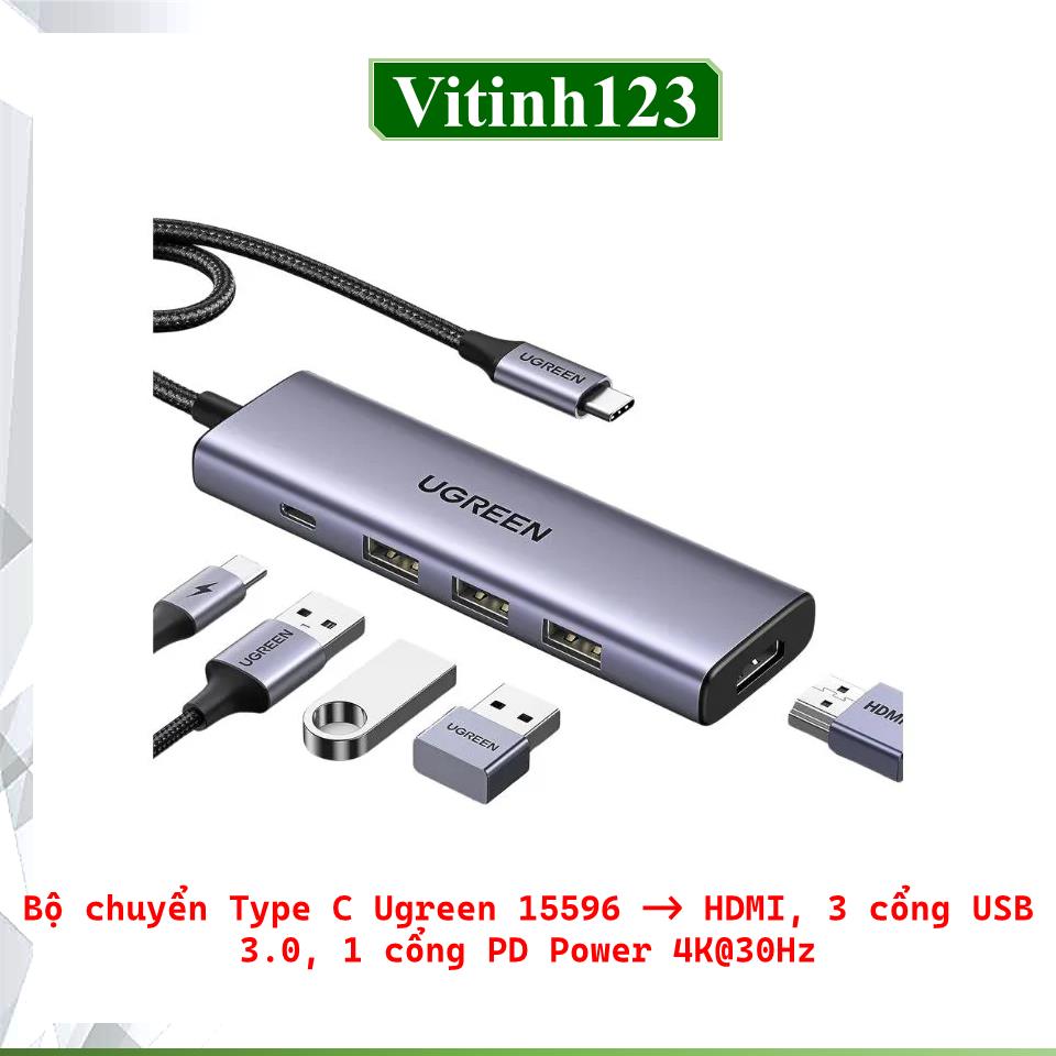 bo-chuyen-type-c-ra-hdmi-4k@30hz,-3-cong-usb-3.0,-1-cong-pd-power--ugreen-15596