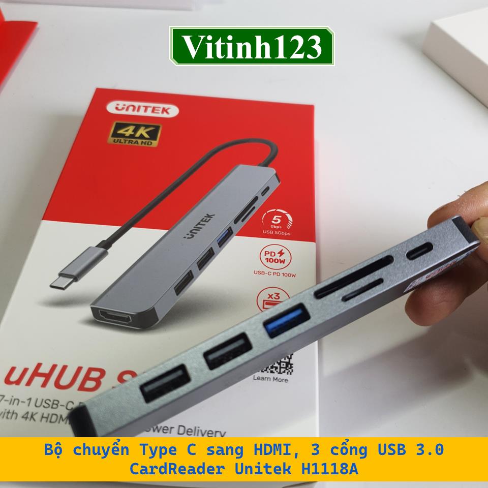 bo-chuyen-type-c-sang-hdmi,-3-cong-usb-3.0-cardreader-unitek-h1118a