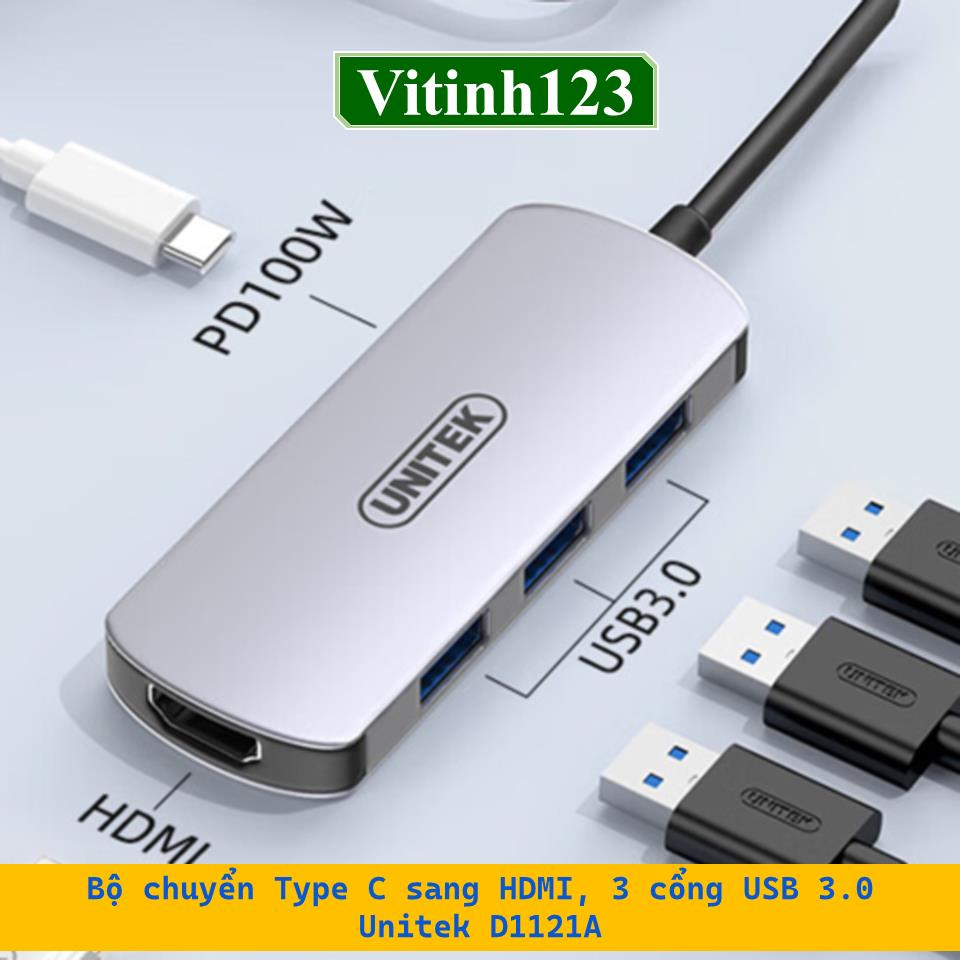 bo-chuyen-type-c-sang-hdmi,-3-cong-usb-3.0-unitek-d1121a