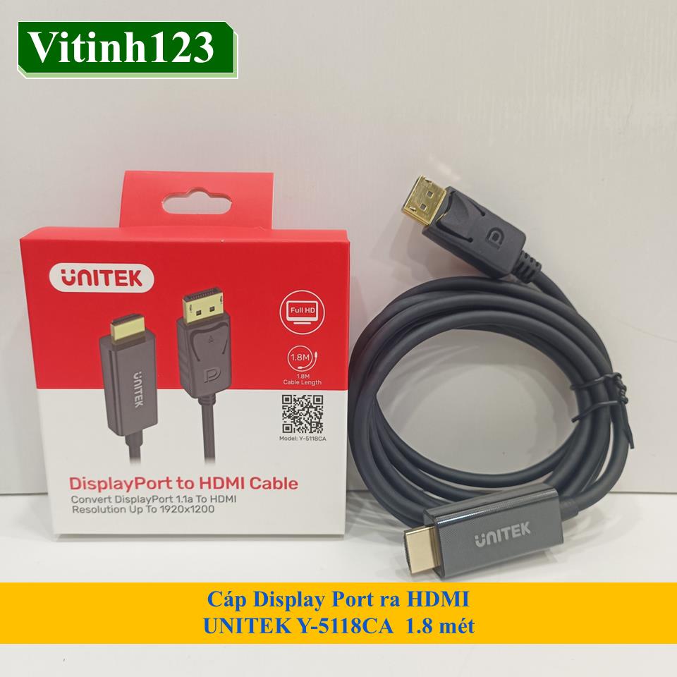 cap-display-port-ra-hdmi-unitek-y-5118ca-1.8m
