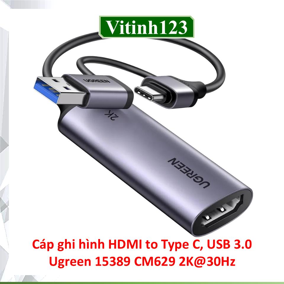 cap-ghi-hinh-hdmi-to-type-c,-usb-3.0-ugreen-15389-cm629-2k@30hz