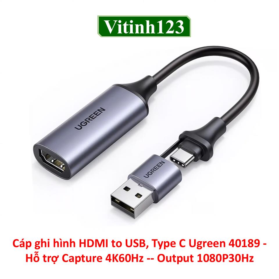 cap-ghi-hinh-hdmi-to-usb,-type-c-ugreen-40189---ho-tro-capture-4k60hz-output-1080p30hz