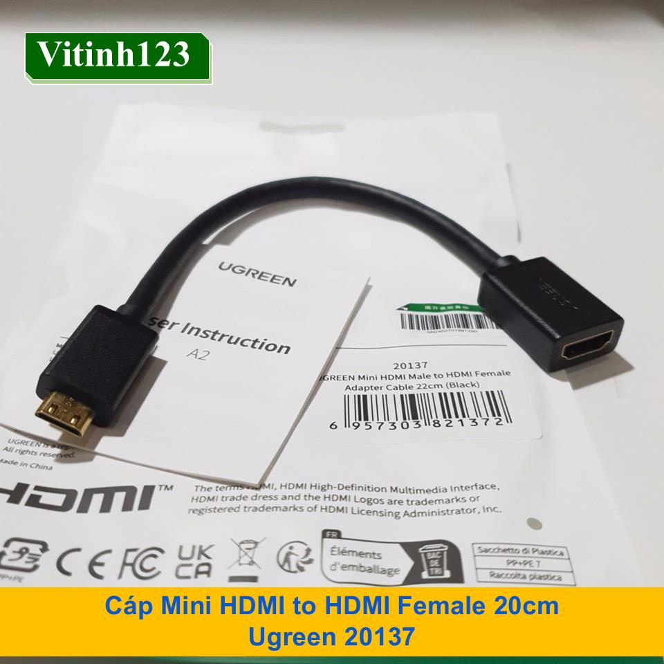 cap-mini-hdmi-to-hdmi-female-20cm-ugreen-20137